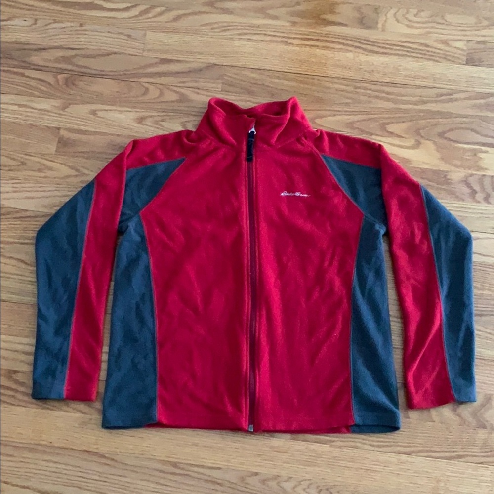 Eddie Bauer Boy’s Red & Grey Zippered Fleece